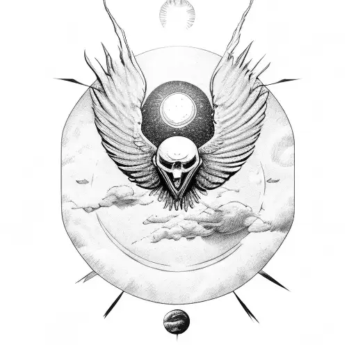 Icarus flyng above sun tattoo design idea