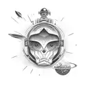 space cowboy tattoo design idea