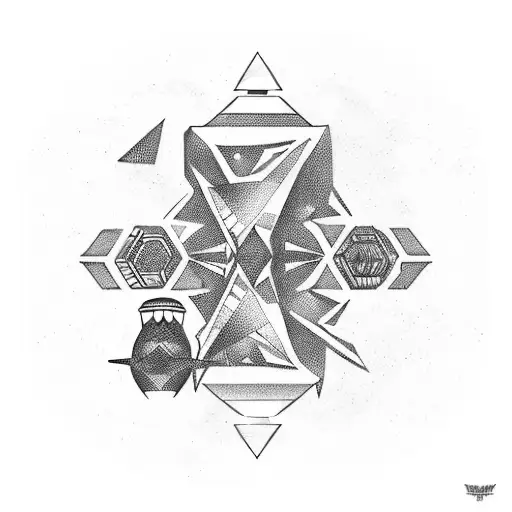 geometric space shuttle tattoo design idea