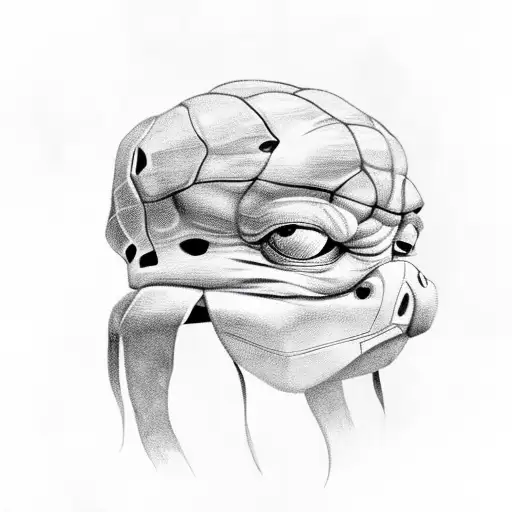 Only the face of Donatello from Turtles, where his mask is in color tattoo design idea