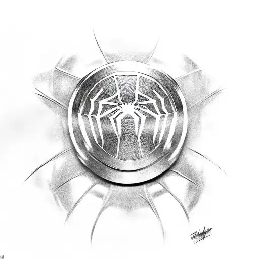 spiderman behind captain america shield tattoo design idea