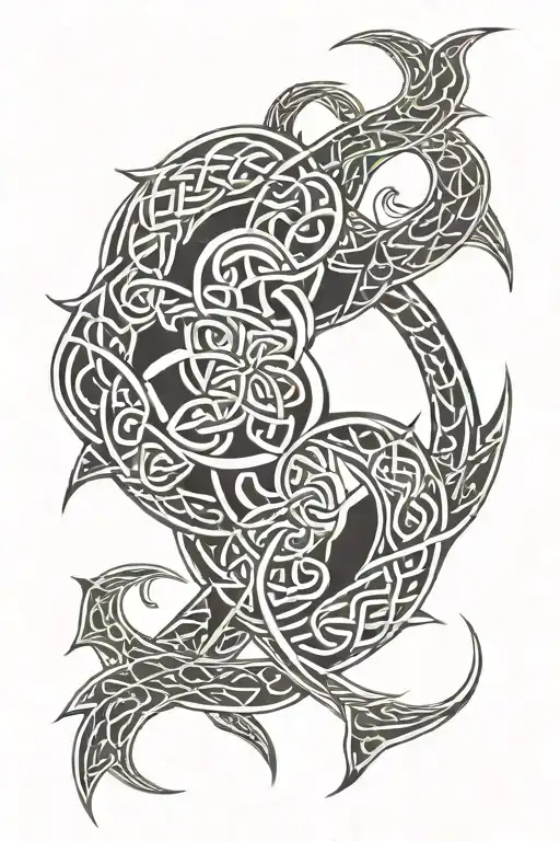 Celtic symbol with dragons tattoo design idea