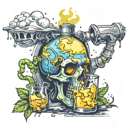 toxic alcohol addiction tattoo design idea