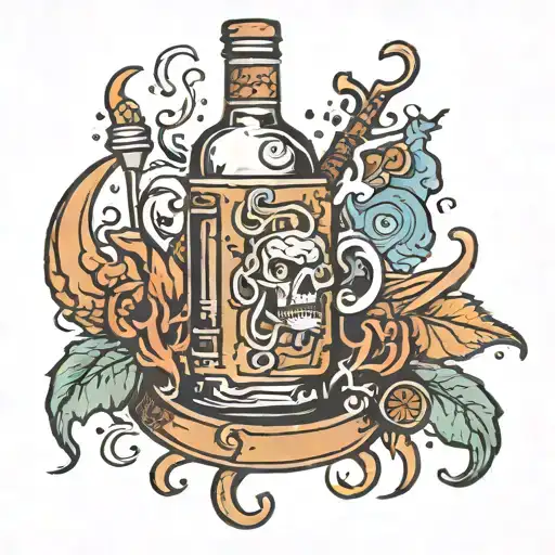 alcohol addiction tattoo design idea