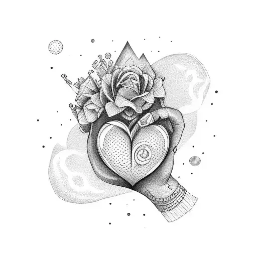 woman finger poking heart  tattoo design idea