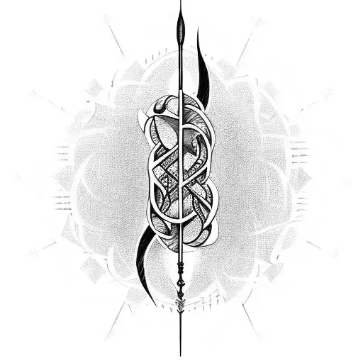 A sketch-style design of a musical staff intertwined with tribal patterns tattoo design idea
