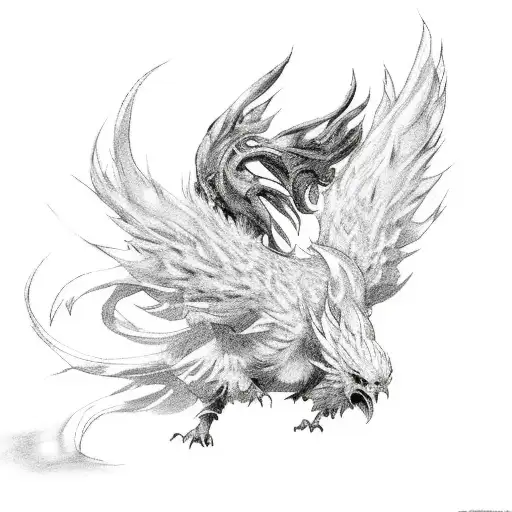 final fantasy phoenix down and chocobo feathers tattoo design idea