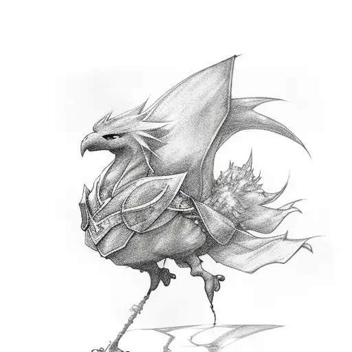 final fantasy chocobo feather  tattoo design idea