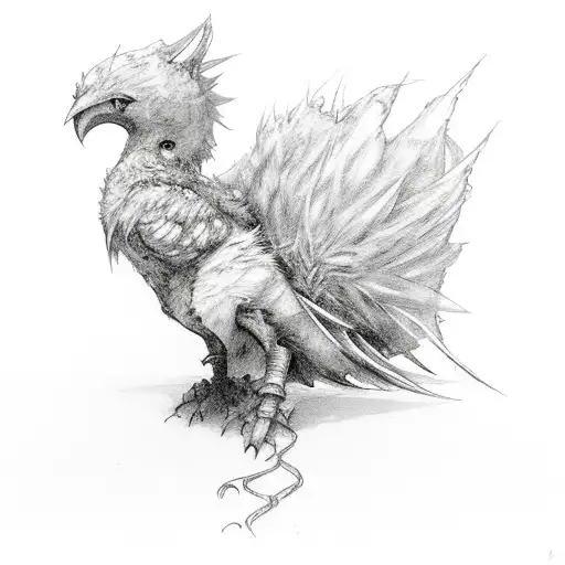 final fantasy chocobo singular feather  tattoo design idea