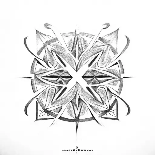 wind rose in Polynesian patterns tattoo design idea