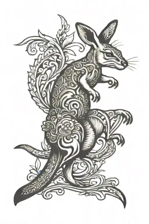 kangaroo jumping tattoo design idea