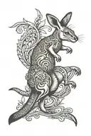 kangaroo jumping tattoo design idea