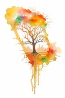 circuit board and tree intertwined tattoo design idea