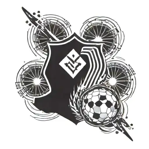 Combine the Feyenoord logo with elements of fireworks in a dynamic composition tattoo design idea
