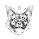 angel with pitbull and cat tattoo design idea