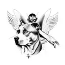 angel with pitbull and cat tattoo design idea