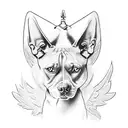 angel with pitbull and cat tattoo design idea