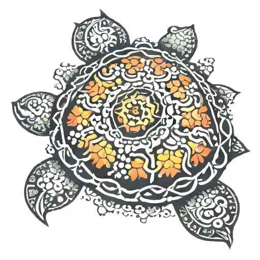 mandala turtle with necklace  tattoo design idea
