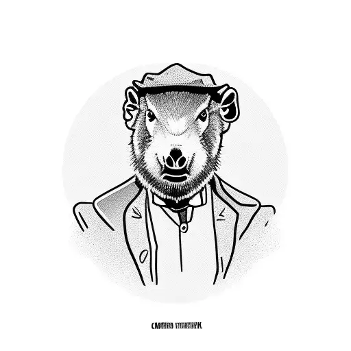 Capybara dressed as Thomas Shelby tattoo design idea