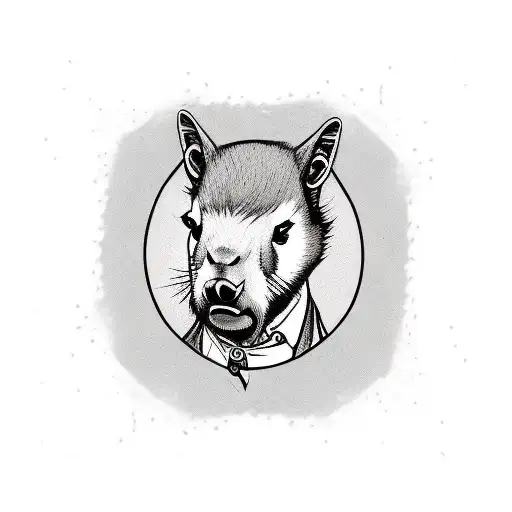 Capybara dressed as Thomas Shelby tattoo design idea