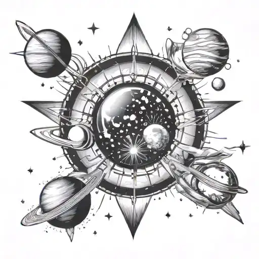 Mercury, Venus, Earth, Mars, Jupiter, Saturn, Uranus, and Neptune. nasa mandala tattoo design idea