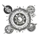 Mercury, Venus, Earth, Mars, Jupiter, Saturn, Uranus, and Neptune. nasa mandala tattoo design idea