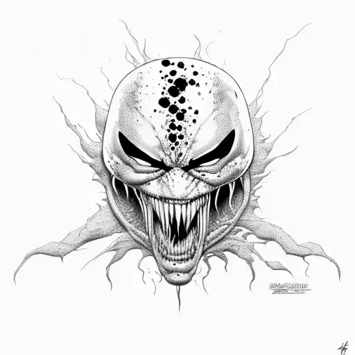 Black and White venom (marvel) tattoo design idea
