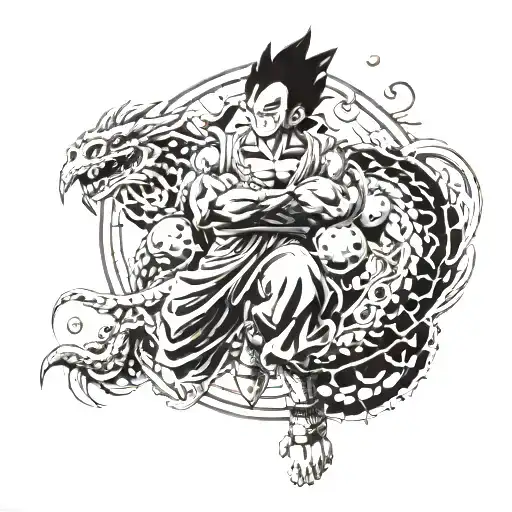 dragon ball e one piece anime tattoo design idea