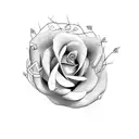 a cursive letter T with rose thorns surrounding it ring tattoo tattoo design idea