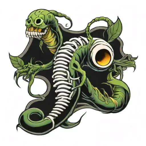 Skeleton worm tattoo design idea