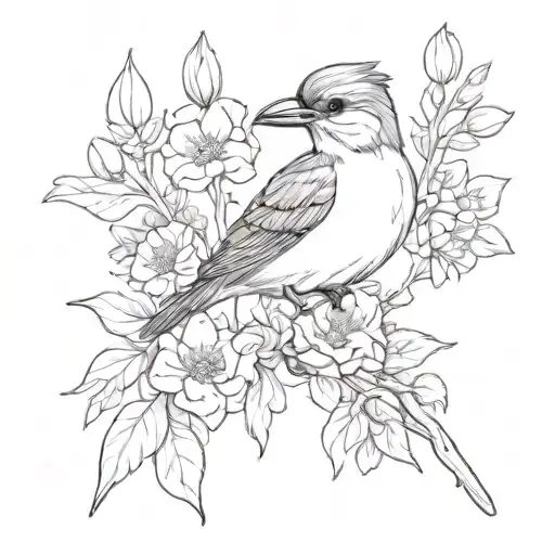akubra, butcher bird and January birth flower intertwined tattoo design idea