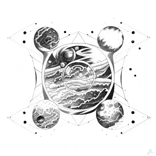 outer space sleeve with Suminagashi tattoo design idea
