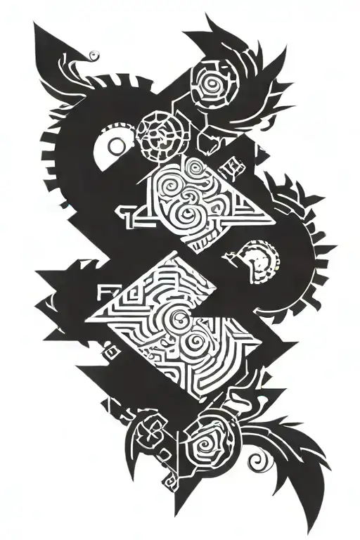 cyber tribal symbols tattoo design idea