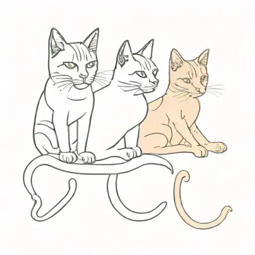 2 sphinxes and a cat tattoo design idea