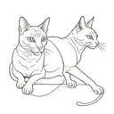 2 sphinxes and a cat tattoo design idea