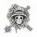 one piece patch work arm tattoo design idea