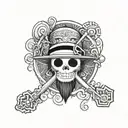 one piece patch work arm tattoo design idea