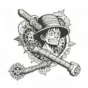 one piece patch work arm tattoo design idea