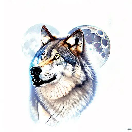 Wolf howling at a moon made of dreams tattoo design idea