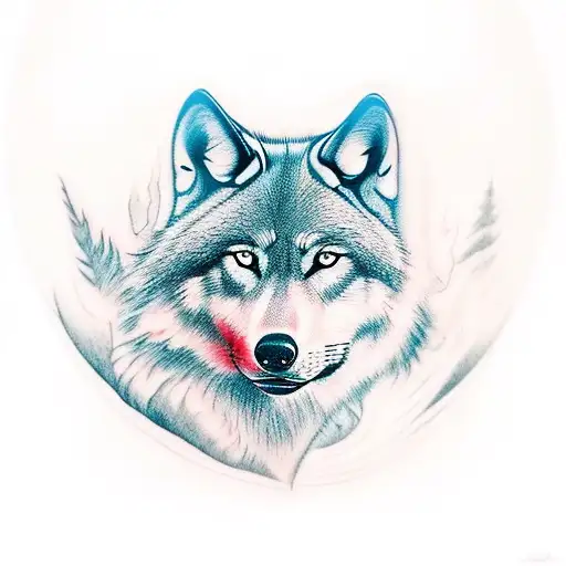 Dreamer's silhouette with a wolf spirit emerging tattoo design idea