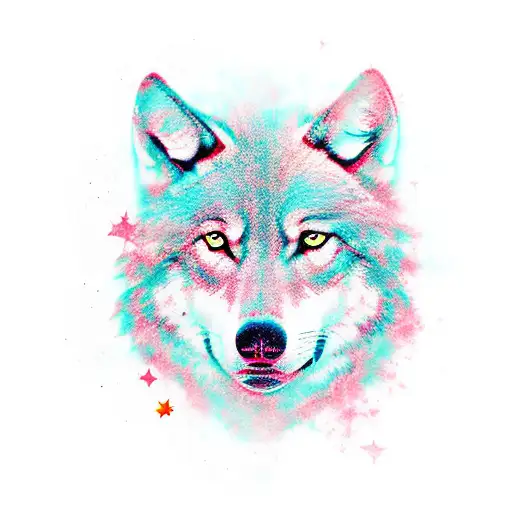 Dreamer's silhouette with a wolf spirit emerging tattoo design idea