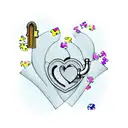 A heart-shaped lock with a keyhole, filled with colorful puzzle pieces representing the importance of self-care and mental health tattoo design idea