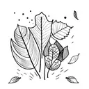 stack of books, single feather, fall leaves, two small cirkles, flowers tattoo design idea