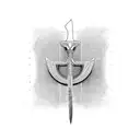 ancient Egyptian ankh with red sword. outline design tattoo design idea