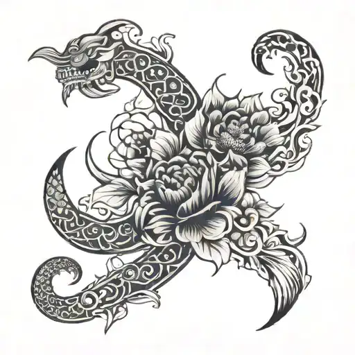 cancer & scorpio flower sign combined together symbolizing tattoo design idea