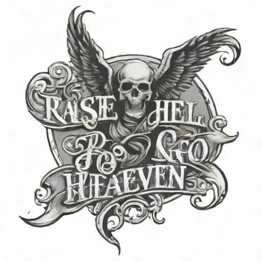 raise hell and go to heaven script tattoo tattoo design idea