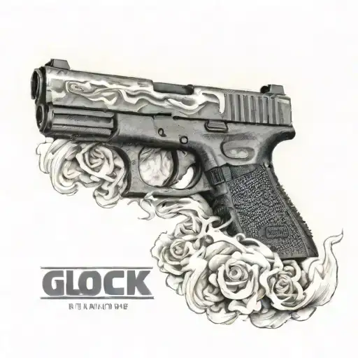 glock with smoke filler tattoo design idea