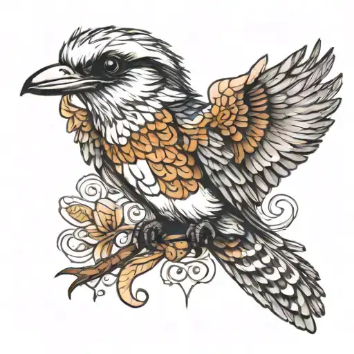 kookaburra wings spread tattoo design idea