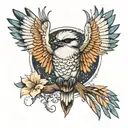 kookaburra wings spread tattoo design idea