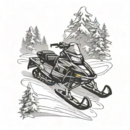 snowmobile design combining elements tattoo design idea